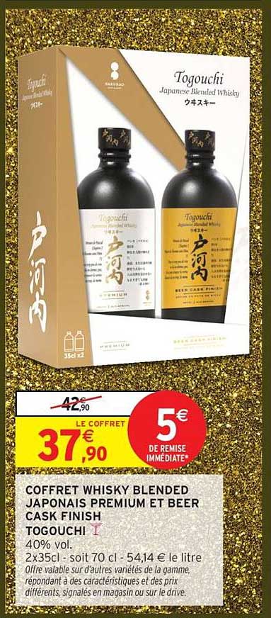 COFFRET WHISKY BLENDED JAPONAIS PREMIUM ET BEER CASK FINISH TOGOUCHI