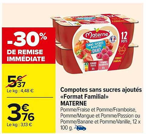 Compotes sans sucres ajoutés «Format Familial» MATERNE