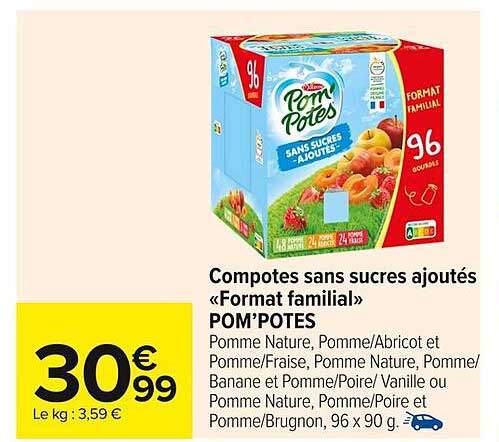 Compotes sans sucres ajoutés «Format familial» POM’POTES