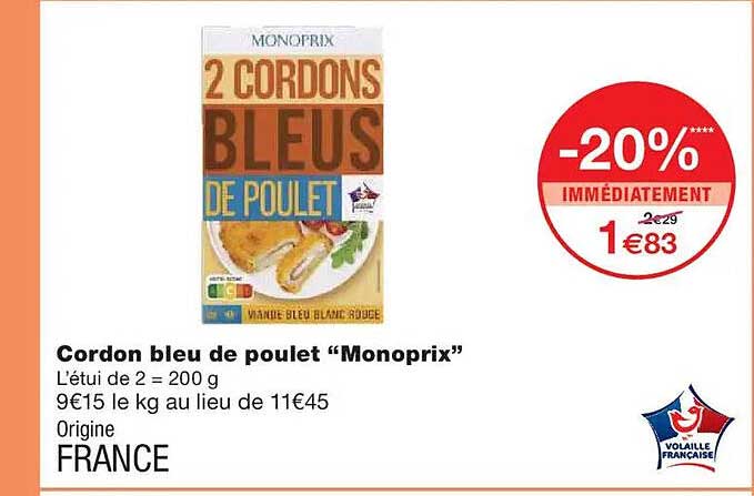 Cordon bleu de poulet “Monoprix”