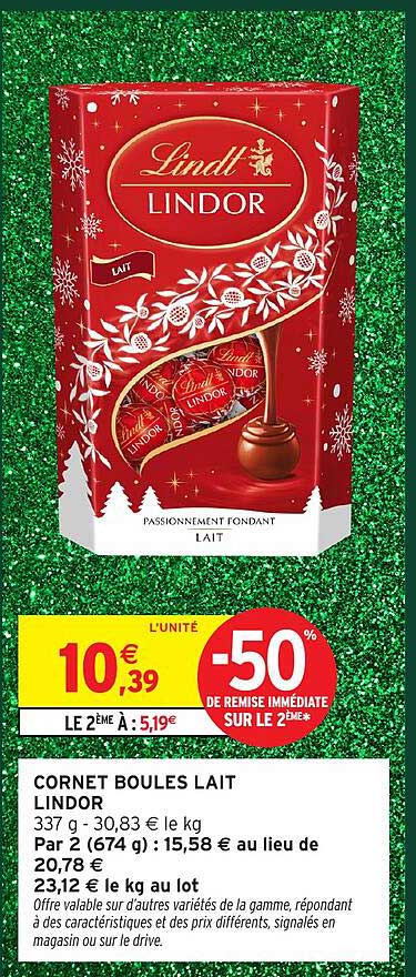 CORNET BOULES LAIT LINDOR