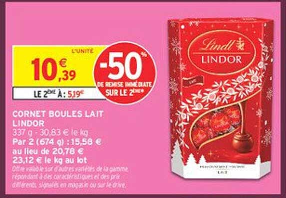 CORNET BOULES LAIT LINDOR