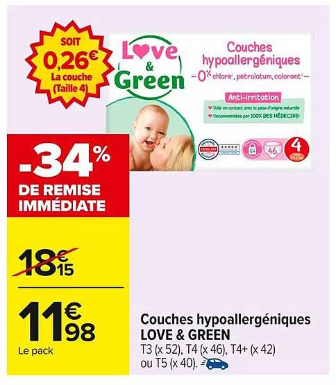 Couches hypoallergéniques LOVE & GREEN