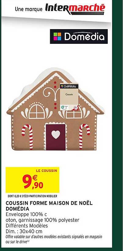 COUSSIN FORME MAISON DE NOËL DOMÉDIA