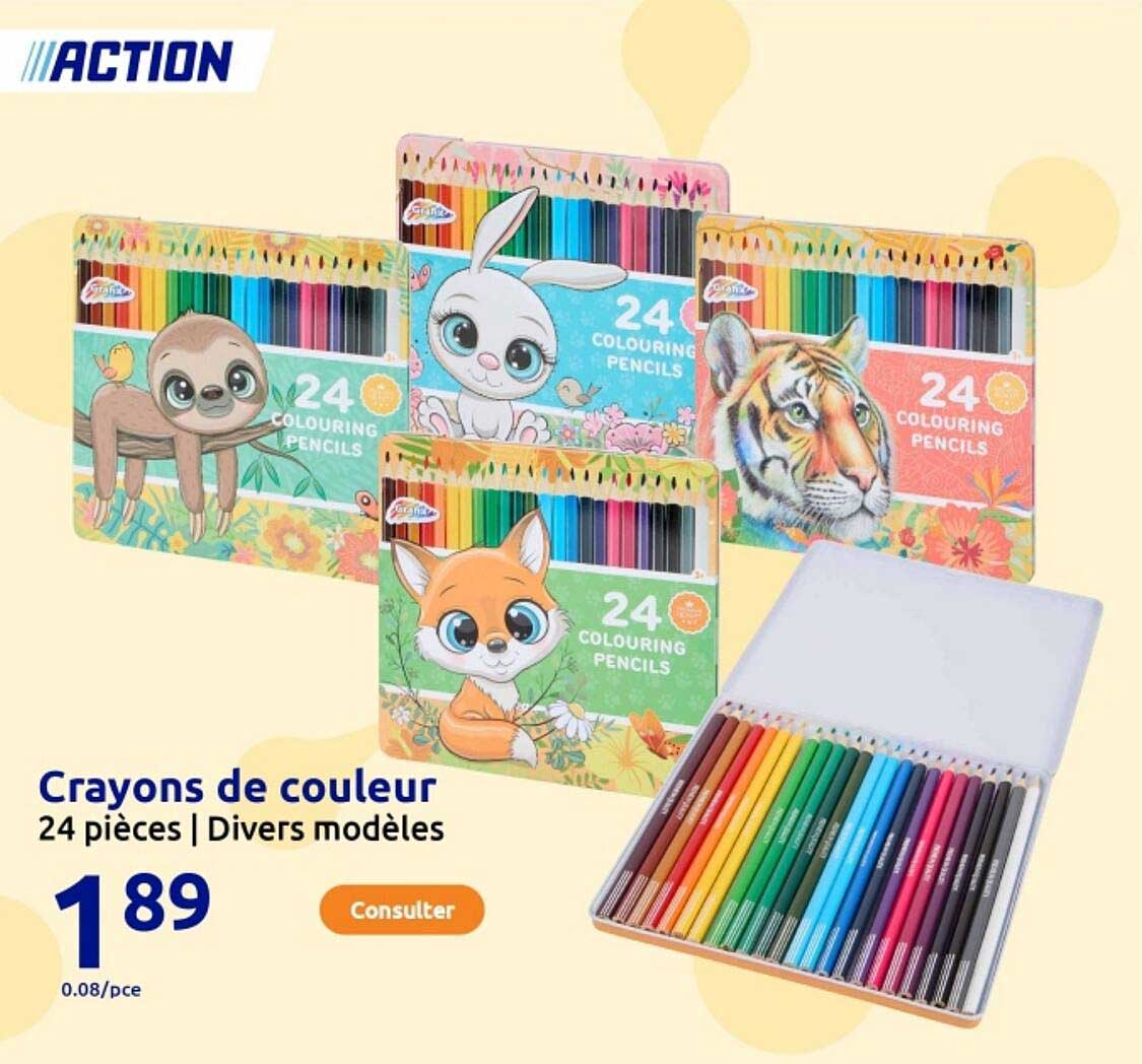 Crayons de couleur 24 pièces | Divers modèles