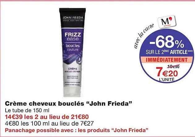 Crème cheveux bouclés "John Frieda"