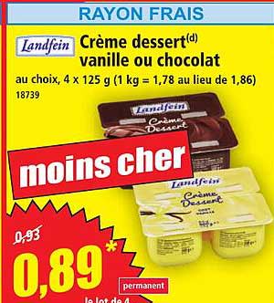 Crème dessert(d) vanille ou chocolat