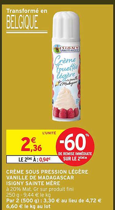 CRÈME SOUS PRESSION LÉGÈRE VANILLE DE MADAGASCAR ISIGNY SAINTE MÈRE