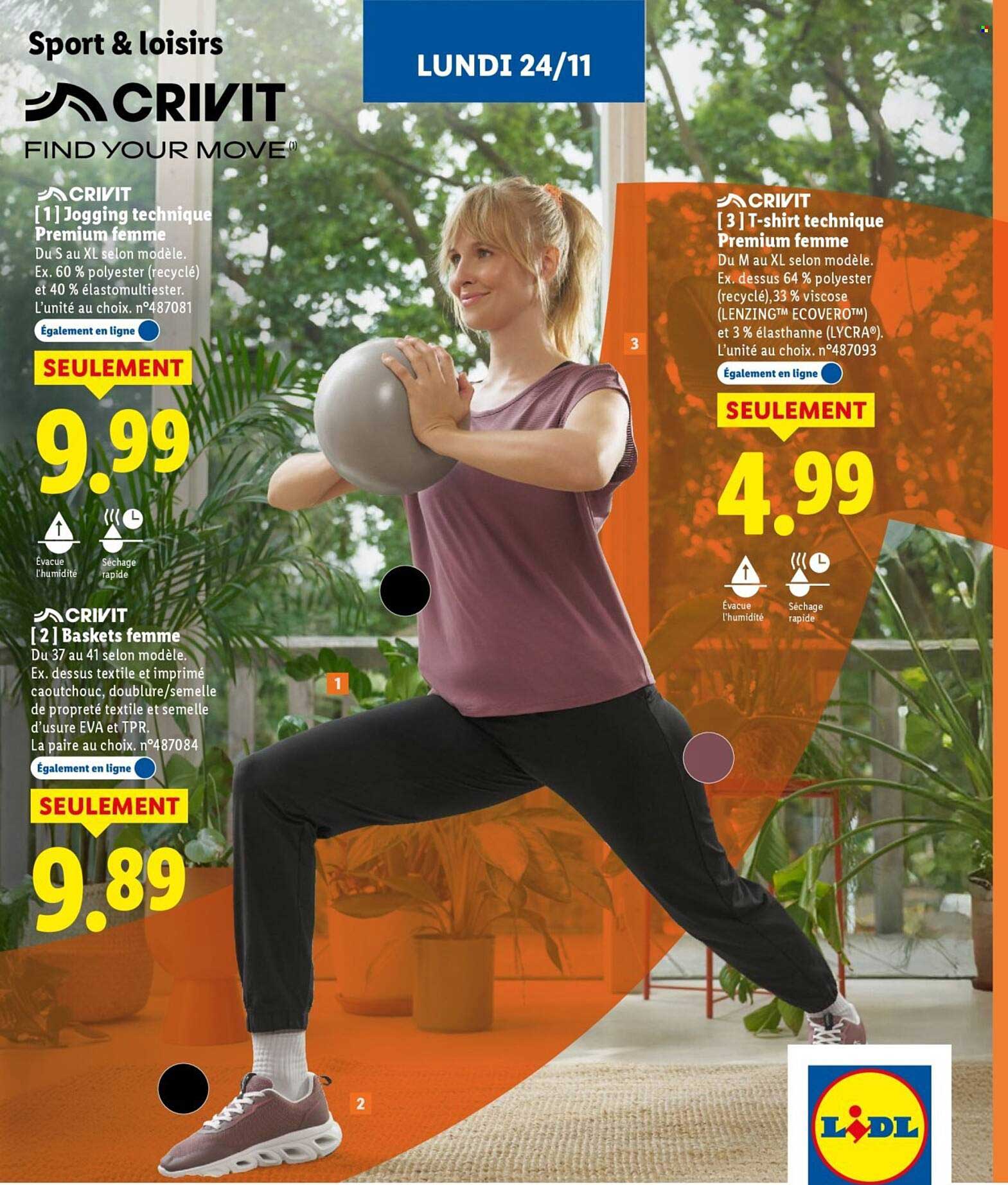 CRIVIT T-shirt technique Premium femme