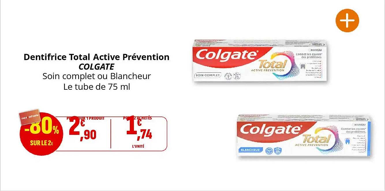 Dentifrice Total Active Prévention COLGATE