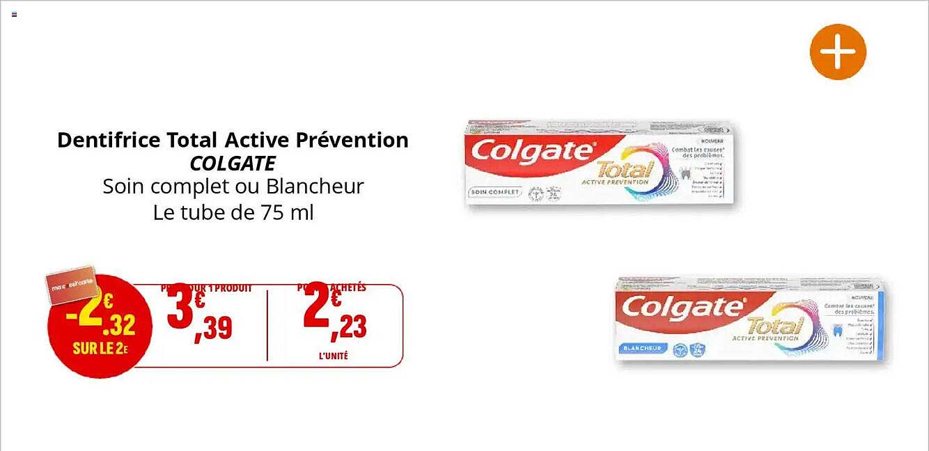 Dentifrice Total Active Prévention COLGATE