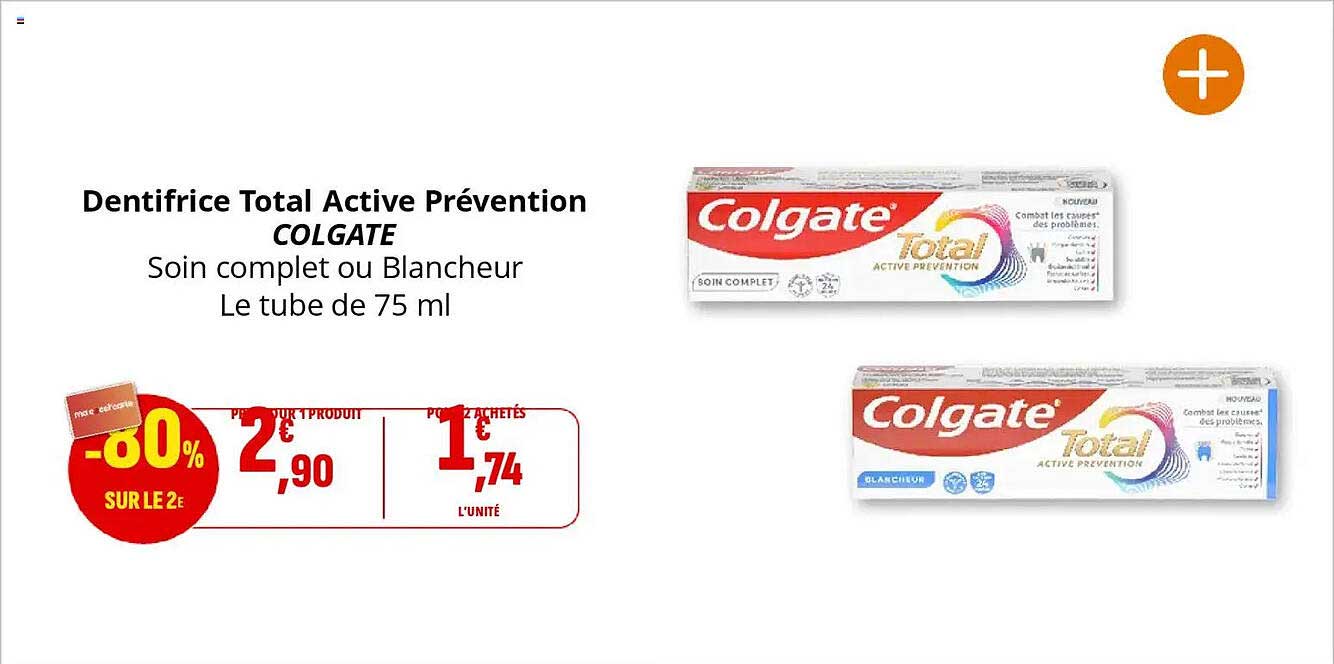Dentifrice Total Active Prévention COLGATE