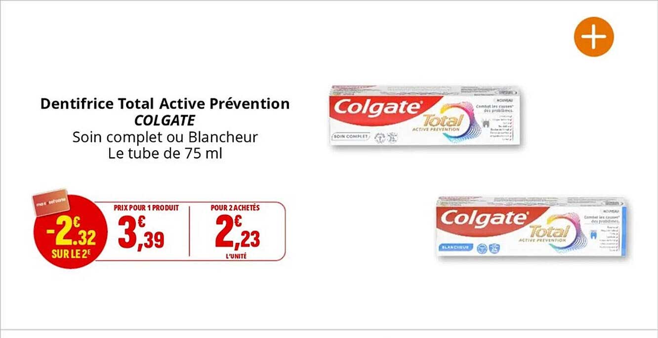 Dentifrice Total Active Prévention COLGATE