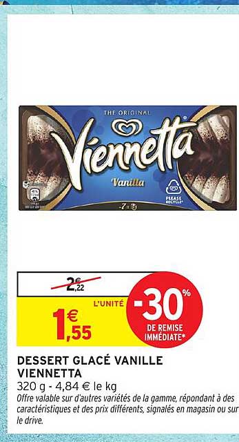 DESSERT GLACÉ VANILLE VIENNETTA