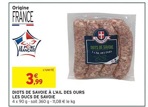 DIOTS DE SAVOIE À L'AIL DES OURS LES DUCS DE SAVOIE