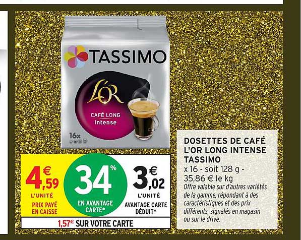 DOSSETTES DE CAFÉ L'OR LONG INTENSE TASSIMO