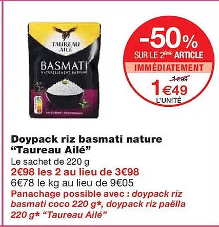 Doypack riz basmati nature "Taureau Ailé"