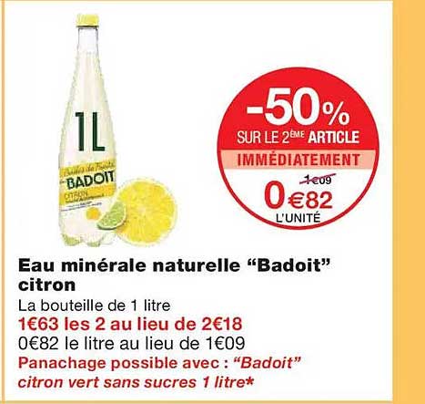 Eau minérale naturelle "Badoit" citron