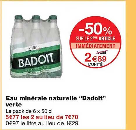 Eau minérale naturelle "Badoit" verte