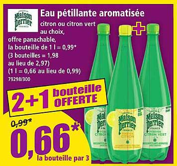 Eau pétillante aromatisée citron ou citron vert au choix