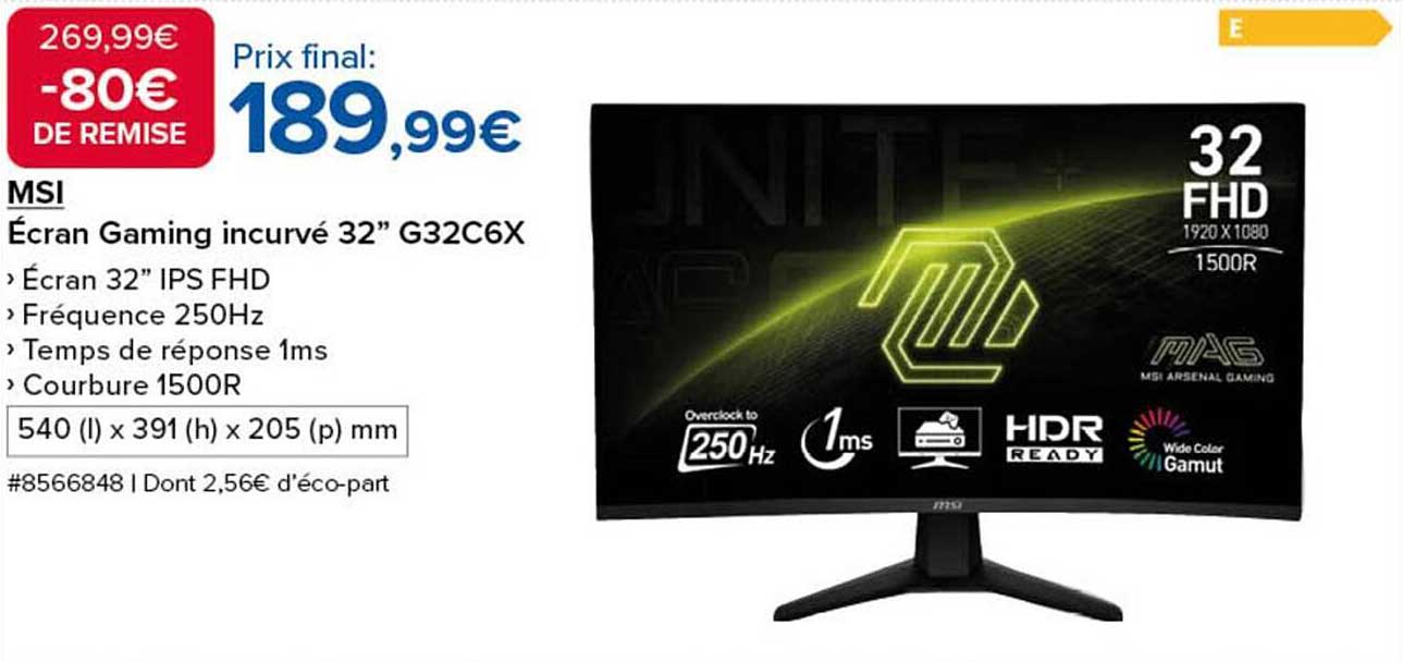 Écran Gaming incurvé 32” G32C6X