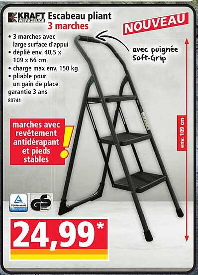 Escabeau pliant 3 marches