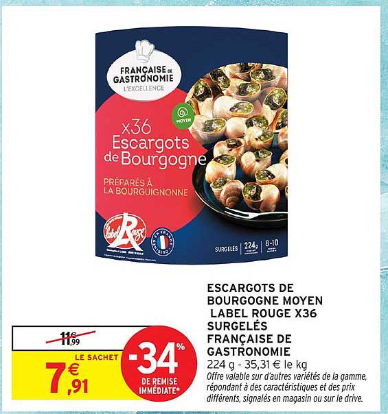 ESCARGOTS DE BOURGOGNE MOYEN LABEL ROUGE X36
