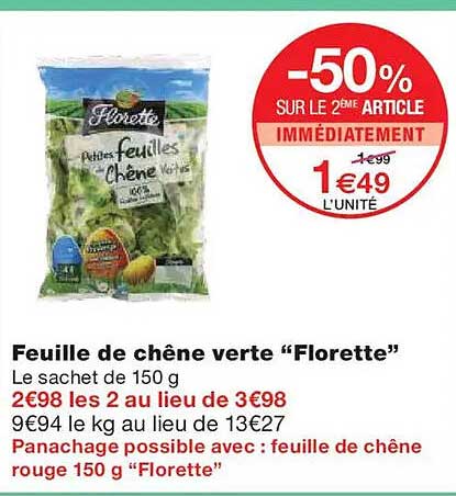 Feuille de chêne verte "Florette"