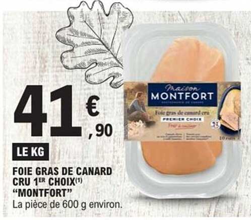 Foie gras de canard cru 1er choix "Montfort"