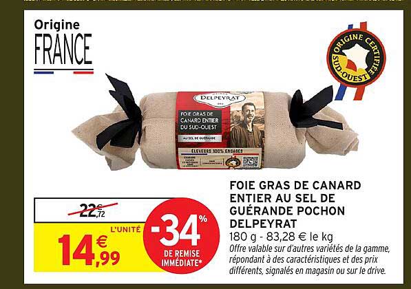 FOIE GRAS DE CANARD ENTIER AU SEL DE GUÉRANDE POCHON DELPEYRAT