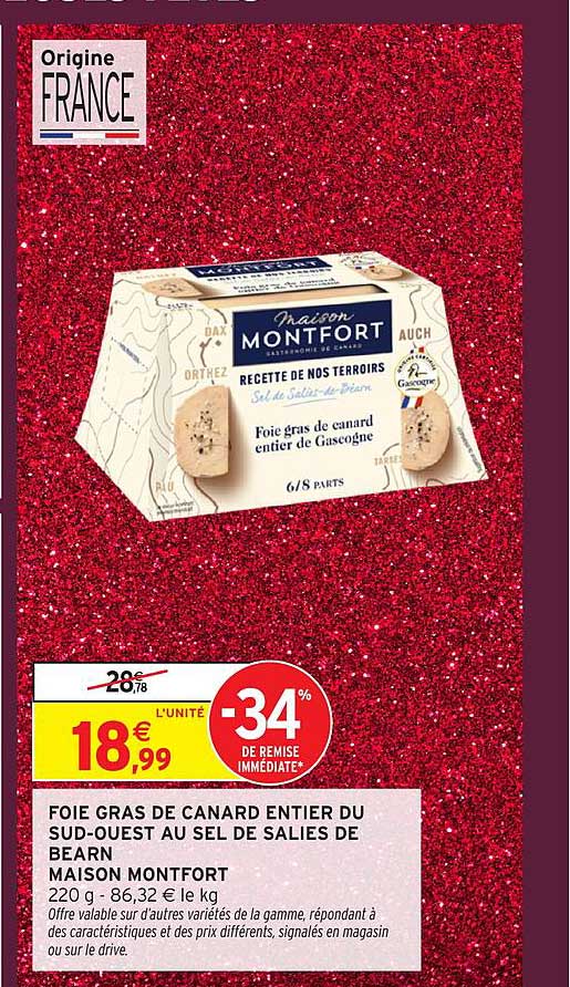 FOIE GRAS DE CANARD ENTIER DU SUD-OUEST AU SEL DE SALIES DE BEARN