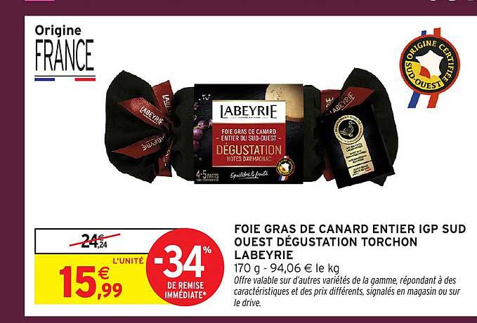 FOIE GRAS DE CANARD ENTIER IGP SUD OUEST DÉGUSTATION TORCHON LABEYRIE