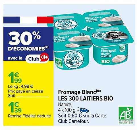 Fromage Blanc(m) LES 300 LAITIERS BIO