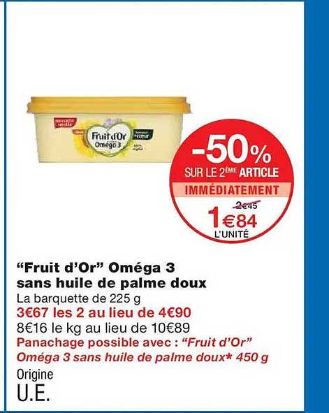 "Fruit d’Or" Oméga 3 sans huile de palme doux