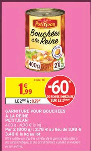 GARANTIE POUR BOUCHEES À LA REINE PETITJEAN