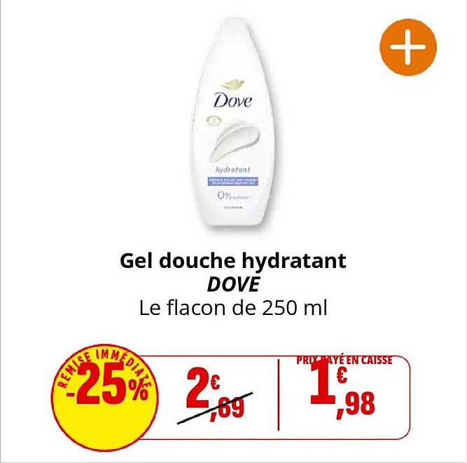 Gel douche hydratant DOVE Le flacon de 250 ml