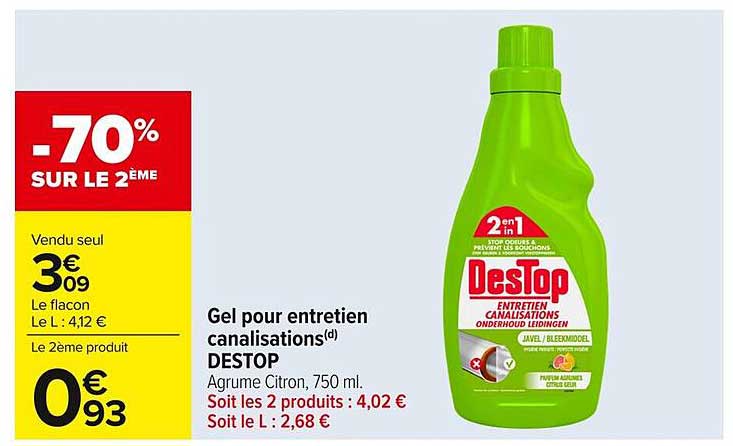 Gel pour entretien canalisations(d) DESTOP