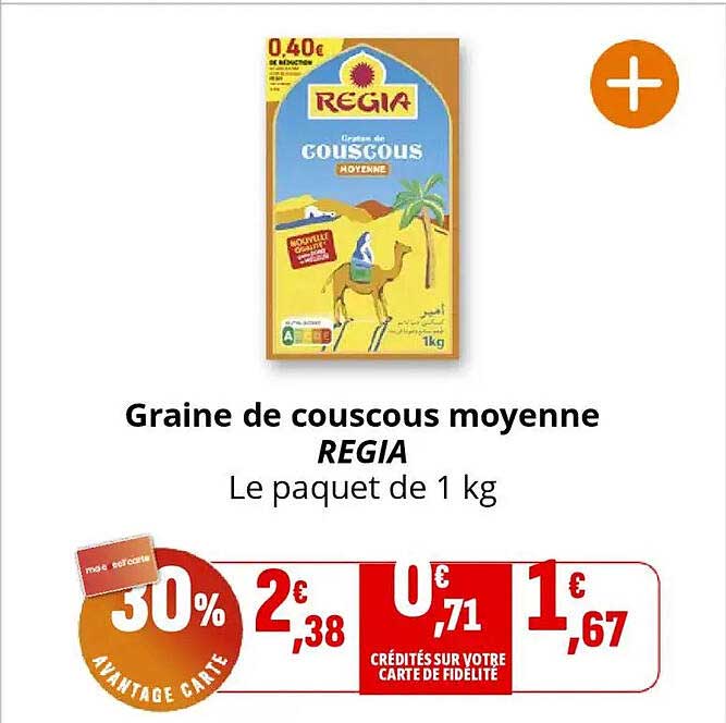 Graine de couscous moyenne REGIA Le paquet de 1 kg