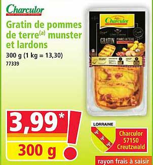 Gratin de pommes de terre(a) munster et lardons