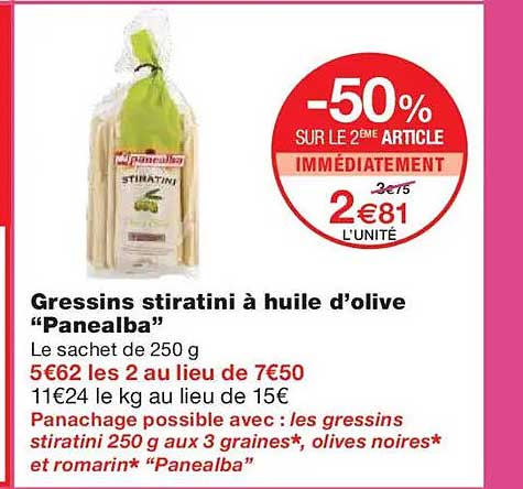 Gressins stiratini à huile d'olive "Panealba"