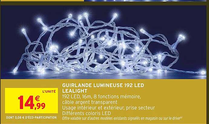 GUIRLANDE LUMINEUSE 192 LED LEALIGHT