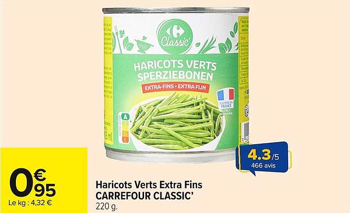 Haricots Verts Extra Fins CARREFOUR CLASSIC’