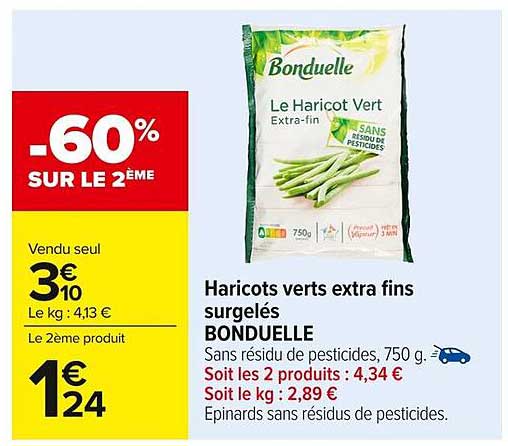 Haricots verts extra fins surgelés BONDUELLE