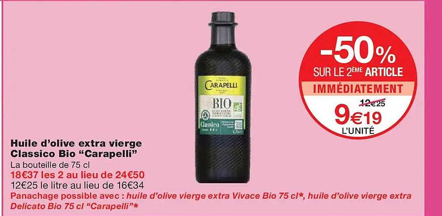 Huile d’olive extra vierge Classico Bio “Carapelli”