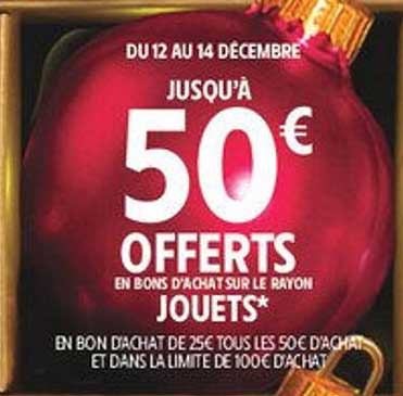 Jusqu'à 50 € offerts en bons d'achat sur le rayon jouets
