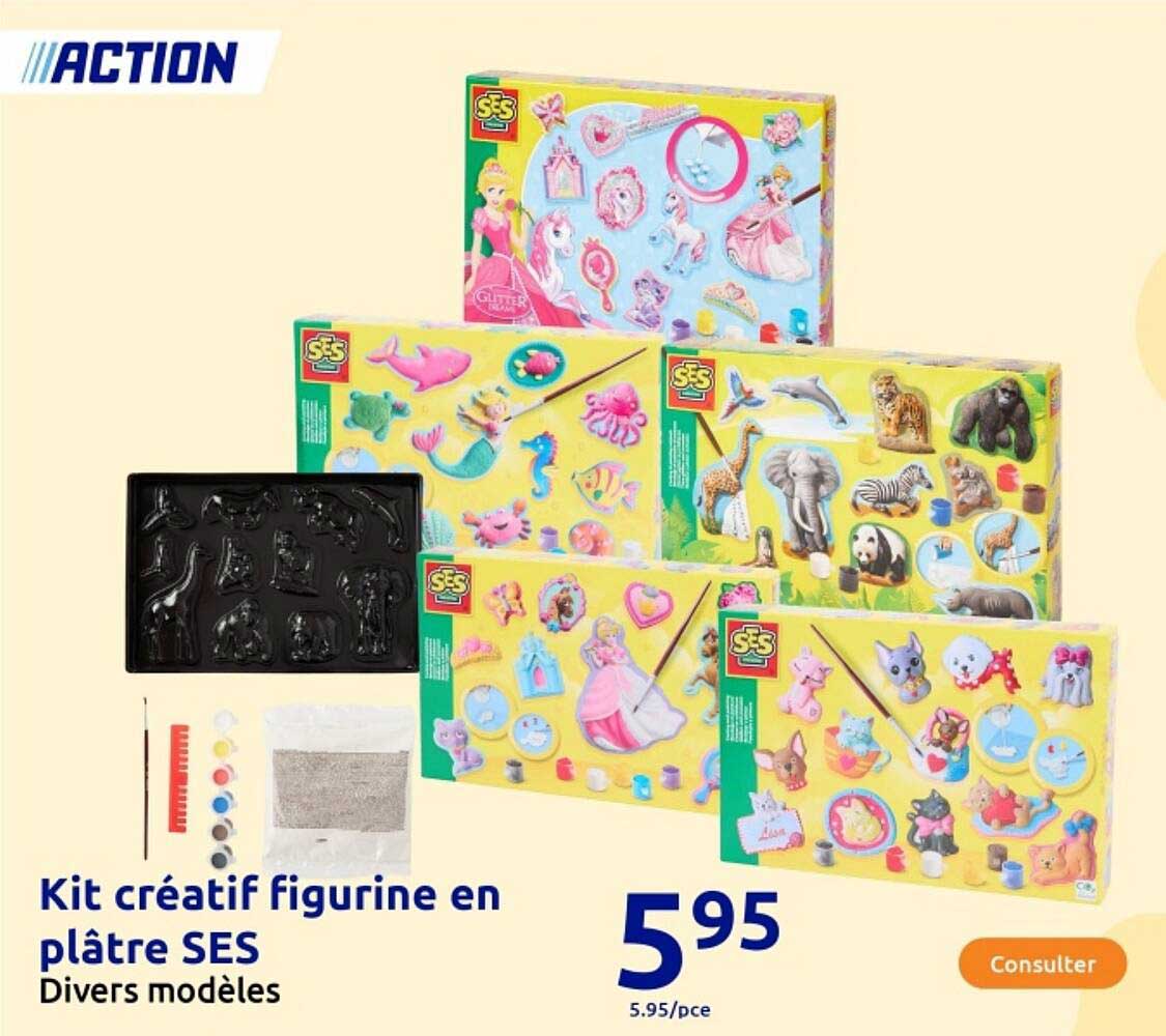 Kit créatif figurine en plâtre SES - Divers modèles