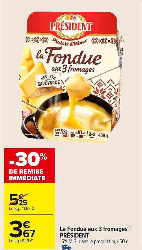 La Fondue aux 3 fromages Président