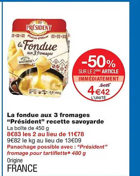 La fondue aux 3 fromages “Président” recette savoyarde