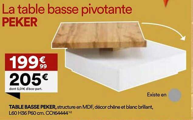 La table basse pivotante PEKER