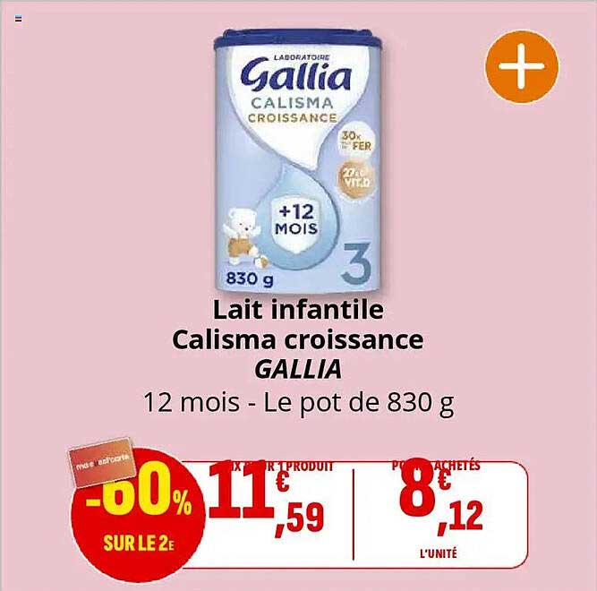 Lait infantile Calisma croissance GALLIA